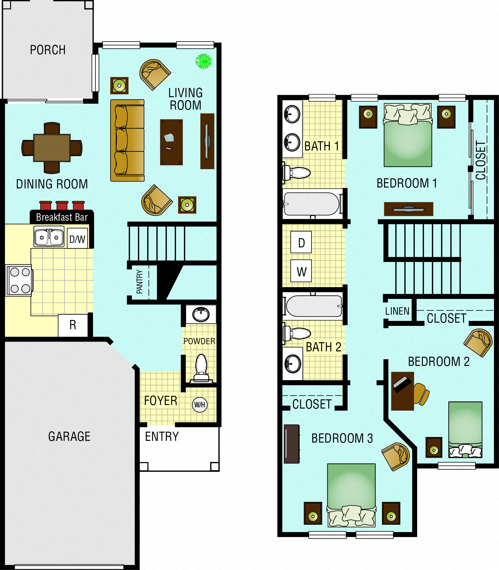 Three bedroom floor plan